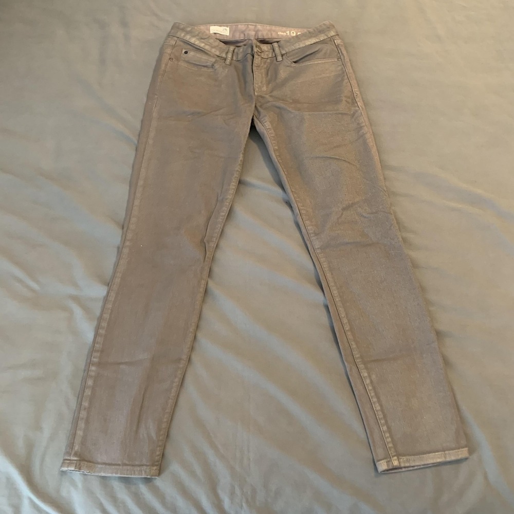 Gap 1969 Always Skinny Jeans‎ Womens 28R Silver Gray Coated Stretch Denim Pants